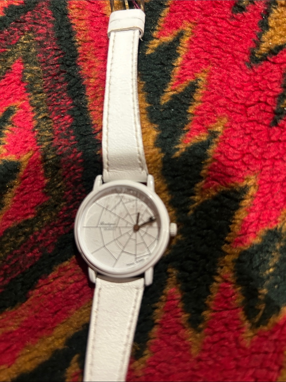 vintage Silver Geometric Dial Leather Strap Watch